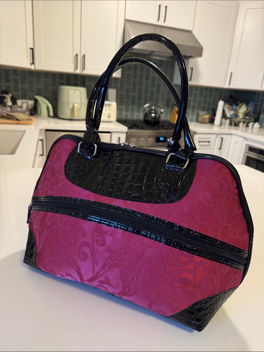 Elegant Pink and Black Tote Handbag